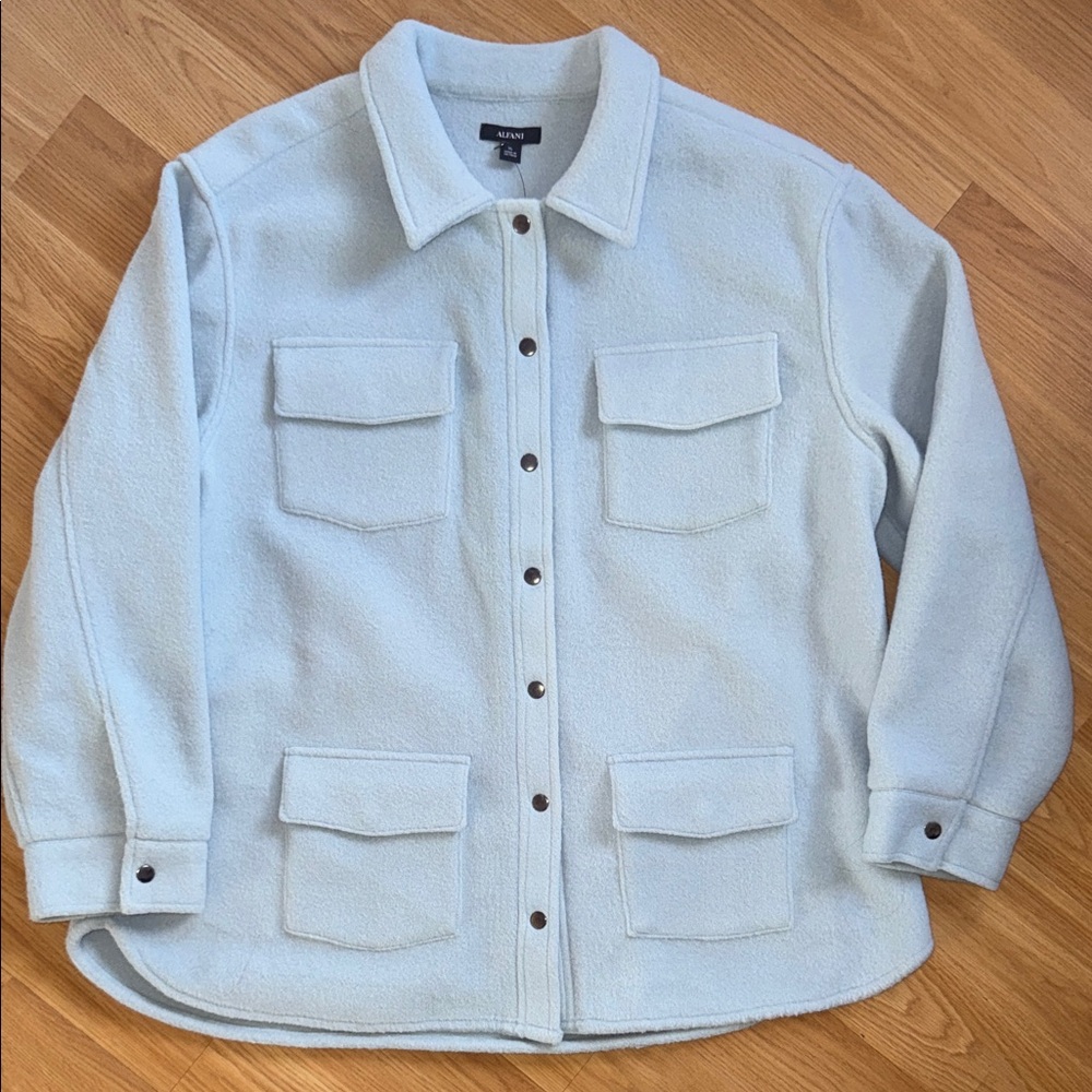 NWT Alfani Light Blue Jacket Shacket Into The Blue Size XL